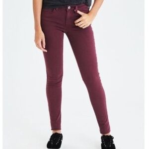 American Eagle Soft Stretch Burgundy Wine Jeggings 4